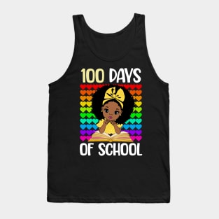 100 Days of School Melanin Girls 100th Day of School Kids Tank Top